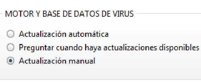 Configurar antivirus manualmente