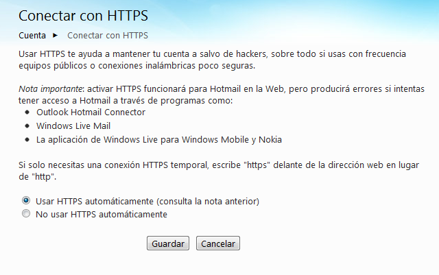 HTTPS en Hotmail