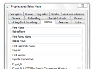 Ver todas las propiedades de una fuente Visor de propiedades de fuente
